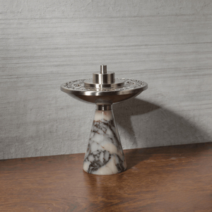 Brûleur à Bakhoor en marbre et acier, idéal pour l'encens aromatique et le parfum Oud, décoration d'intérieur, disponible au prix export. - Product Image 2