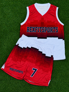 Uniforme de match de basket-ball personnalisé Rexfit Team Next |   Ensemble de sport unisexe respirant imprimé par sublimation |   Shorts en jersey sans manches - Product Image 2