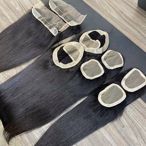 Prothèse capillaire en PU à base fine de soie, cheveux naturels vierges vietnamiens, cuticules alignées, doux, soyeux, sans nœuds, abordable - Product Image 1