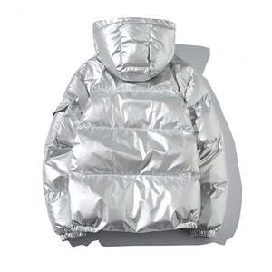 Winter Parkas <b>Men</b> Cotton Coat Hooded <b>Long</b> Sleeve High Gloss Surface Quilted <b>Jacket</b> with Pockets Loose Fit Thickened Warm Short - Product Image 4