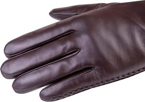 Premium Genuine <b>Leather</b> Wrist-Length Motorbike <b>Gloves</b> for <b>Men</b> Brown Soft Breathable Touchscreen Needle Detection Winter Cycling - Product Image 2
