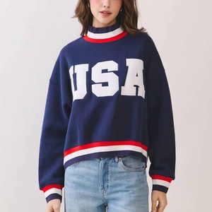 WWD High Quality <b>Mock</b> <b>Neck</b> Cotton Fleece Sweatshirt Tackle Twill Chenille Letter College Greek Pullover Custom College Crew Nec - Product Image 6