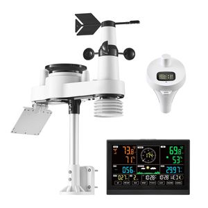 Station météo Wi-Fi 7-en-1 avec écran 7,5 pouces, capteur extérieur sans fil à énergie solaire, thermomètre de piscine, pluviomètre - Systèmes de surveillance - Product Image 6