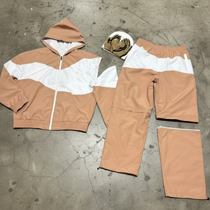 Chándal Deportivo Premium de Poliéster Impermeable Personalizado para Hombre, Chaqueta con Bolsillos con Cremallera, Pantalones Deportivos con Cordón, Conjunto de 2 Piezas, Cortavientos - Product Image 1