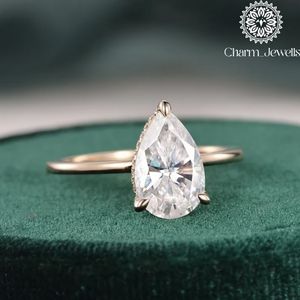 Anillo de compromiso y eternidad Charm_Jewells para mujer, chapado en oro rosa de 18K, plata, moissanita talla cojín, engaste clásico de puntas, IGI - Product Image 3