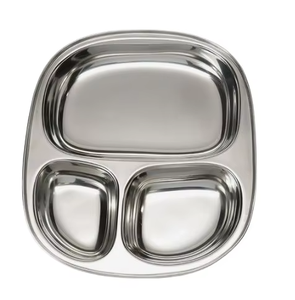 Bandeja multifuncional moderna para servir comida Thali con compartimentos reutilizables, bandeja ecológica de acero inoxidable duradero. - Product Image 3