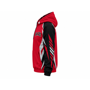 Sweat à capuche personnalisé pour équipes sportives Blaze, rouge, noir, blanc, avec demi-fermeture éclair, pull-over, veste avec numéro de joueur personnalisé, entraînement athlétique - Product Image 4