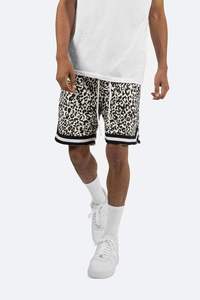 Shorts de basketball pour hommes à imprimé léopard, taille mi-haute, élastiques, respirants, décontractés, avec faible MOQ - Product Image 2