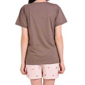 Ensemble décontracté d'été 2 pièces pour femme avec logo personnalisé, t-shirt et short au-dessus du genou, manches courtes, 100 % coton - Product Image 5