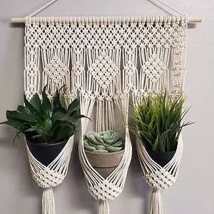 Handmade Macramé Plant Hanger for 3 Pots Cotton Rope Multi-Tier <b>Hanging</b> Planter Holder for Home Balcony Decor 16x36 inches - Product Image 4