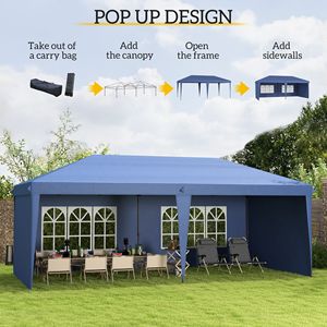 "Wedding Party <b>Tent</b> 10x20 ft Blue 4-Sided Carry Bag Outdoor <b>Canopy</b>" - Product Image 4
