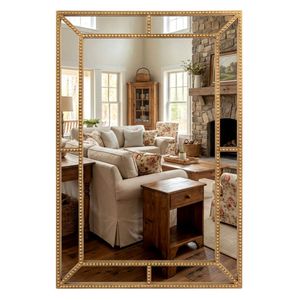 Specchio da Parete Decorativo 91x61 cm ad Alta Definizione Senza Distorsioni con Cornice in Metallo Dorato - Product Image 1