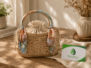 Bolso Tote Casual de Jacinto de Agua con Patrón Rústico Natural, Transpirable, Ligero, con Cierre de Cordón y Asas Dobles, para Verano - Product Image 4