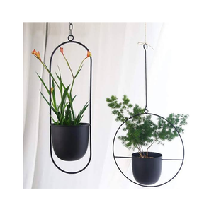 Pot à fleurs suspendu en métal au design moderne pour plantes vertes d'intérieur et d'extérieur, jardinière décorative en fer à prix abordable - Product Image 2