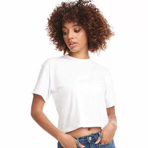 Camisetas Cortas al por Mayor para Mujer, 100% Algodón, Ecológicas, Antiarrugas, de Secado Rápido, Ropa Urbana, Impresión de Logotipo Personalizado, Servicio OEM - Product Image 5