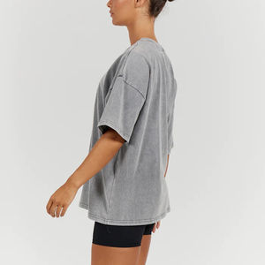 T-shirt ample décontracté pour femme à col rond et manches courtes, couleur unie, coupe oversize, style sportif - Product Image 4