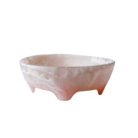 Bol sur pied en résine marbrée rose poudré, poli, artisanal et unique, design moderne, compatible lave-vaisselle, durable, pour les fêtes