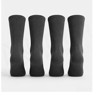 North Approach Crew <b>Socks</b> Solid Black Cotton Breathable Adult Daily Wear Autumn Season - Product Image 2