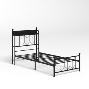 Solid Stable <b>Twin</b> <b>Bed</b> <b>Frames</b> with LED Headboard Charging Station Noise-Free No Box Spring Needed for Bedroom - Product Image 6