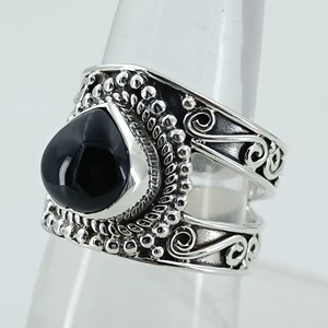Black Onyx <b>Ring</b> 925 Sterling <b>Silver</b> Handmade Boho <b>Statement</b> Promise <b>Ring</b> for Women, July Birthstone Heart Shape Jewelry - Product Image 2