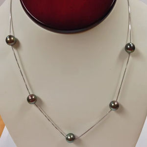 Collier de perles de culture de Tahiti en argent sterling 925, bijoux de luxe pour femmes, cadeau de mariage - Product Image 1