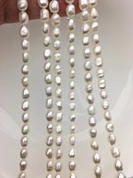 Perles d'eau douce blanches AA en forme de nuget, 6,5-7,5 mm, naturelles, cultivées, en vrac, pour la fabrication de bijoux, fournitures en gros