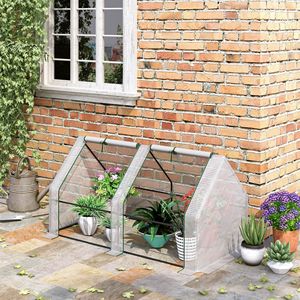 Mini serre portable pour jardin extérieur, blanche, 6 x 3 x 3, avec grandes portes à fermeture éclair et couverture en PE résistante à l'eau et aux UV - Product Image 2
