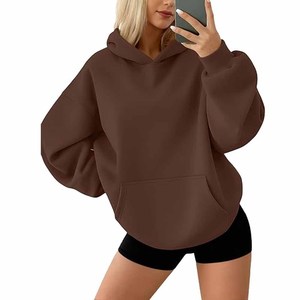 Sweat à capuche oversize personnalisé avec logo pour femme, en polyester/coton tissé coupe-vent, idéal pour l'automne et l'hiver - Product Image 1