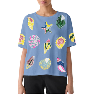 T-shirt ample décontracté pour femme en soie/coton à sequins de haute qualité, écologique, respirant, coupe ample personnalisée, vente en gros pour l'été - Product Image 1