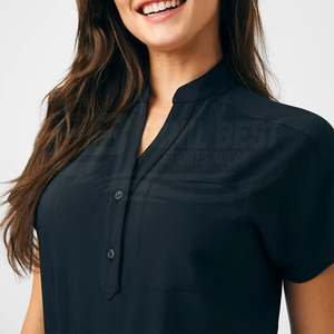 Women Medical <b>Scrubs</b> Jumpsuit Short Sleeve Zip Front Hospital <b>Uniform</b> With Pockets For Medical Staff - Product Image 5
