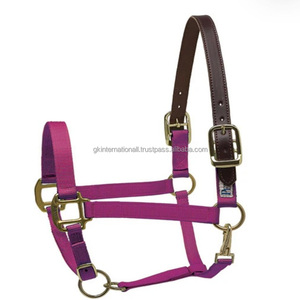 Correas de nailon coloridas, cabestro de nailon hecho a mano con banda para la nariz de cuero y herrajes de zinc, tamaños y colores personalizados - Product Image 5