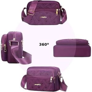 Bolso Bandolera Acolchado para Mujer, de Tela Oxford, Multicapa, Casual, con Bordado, Correa Ancha, para Negocios - Product Image 4