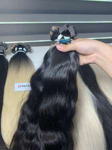 Cinta en extensiones de cabello humano Cabello crudo vietnamita dibujado doble 100g Ondulado natural Todos los colores y toda la longitud - Product Image 6