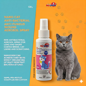 Spray Veterinario en Aerosol de Silicona con Nano Plata, Lujoso, Ecológico, Protección de 24 Horas, 100 ml, Antibacteriano, Antifúngico para Gatos - Product Image 1