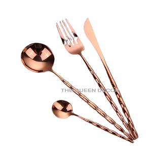 Newest Style Stainless Steel Metal Unique Finished Golden Finished Sets of 3 Cutlery Mirrored Steel Kitchen - Product Image 6