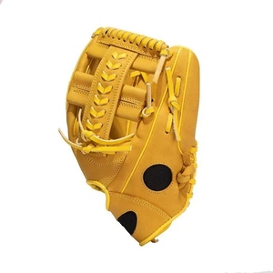 Gant de baseball en cuir jaune pour droitier, modèle H-Web, doigts entièrement couverts, fermeture auto-agrippante, taille adulte - Product Image 2