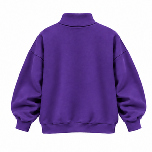 <b>Purple</b> Oversized Mock Neck Sweatshirt Unisex Relaxed Fit Pullover Long Sleeve Heavyweight Custom Printed Casual Streetwear <b>Top</b> - Product Image 2