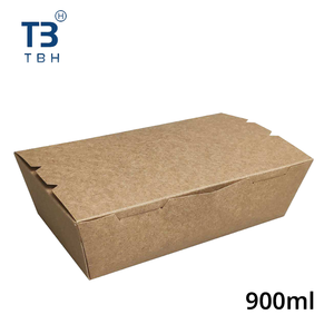Boîte à lunch rectangulaire en papier kraft de bonne qualité, 900 ml, pour plats à emporter, idéale pour cafés, stands de restauration et événements - Vendeur Malaisie - Product Image 1