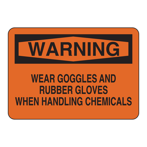 Lunettes de protection et gants en caoutchouc Brady Chemical Warning Sign, en aluminium, pour intérieur/extérieur - Product Image 1