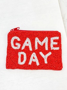 Red Sequined Beaded <b>Wristlet</b> With Game Time Coin purse Truck Design Zipper Closure Party Clutch Women's Trendy Handbag - Product Image 6