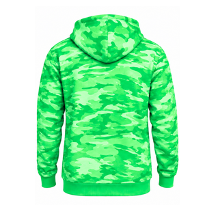 Sudadera con Capucha Verde Camuflaje para Hombre, Manga Larga, Estilo Casual Urbano, Bolsillo Canguro, Capucha con Cordón Ajustable, Ropa Personalizable - Product Image 2