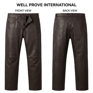 Pantalones de Cuero Genuino Blancos para Hombre, Estilo Urbano, 500 GSM, Paneles en las Rodillas con Costuras, Logotipo Personalizado en Relieve, Botón con Grabado, Transpirables, de Secado Rápido - Product Image 6