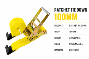 Industrial Transportation Heavy Duty Ratchet Tie Down Strap Polyester 100mm 10000kg Hook for <b>Cargo</b> Restraint OEM ODM Service - Product Image 4