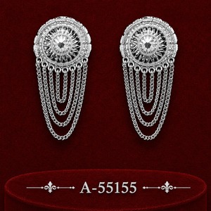 Luxury Traditional Round Mesh Drop <b>Earrings</b> for Women – <b>Silver</b> Plated Long <b>Dangle</b> Jewelry 55153 - Product Image 2