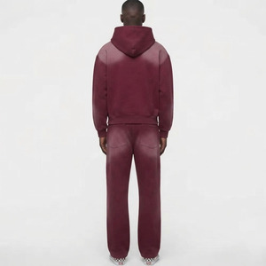 2026 OEM/ODM Personnalisé Survêtement d'hiver pour homme, style ample vintage, effet délavé soleil et délavé à l'acide, ensemble sweat à capuche et pantalon de survêtement - Product Image 4