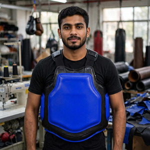 Protège-corps de boxe bleu personnalisé |   Protège-poitrine réglable pour la boxe, le MMA, le Muay Thai et l'entraînement en arts martiaux - Product Image 3