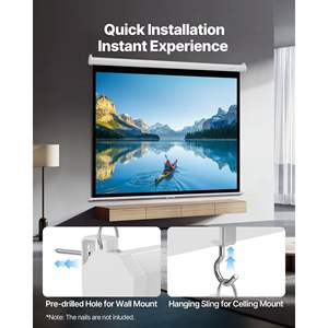 Pantalla de proyector retráctil Manual de 72 pulgadas 4K 1080 HD 4:3 relación de aspecto montada en la pared para proyección de cine en casa y oficina - Product Image 5