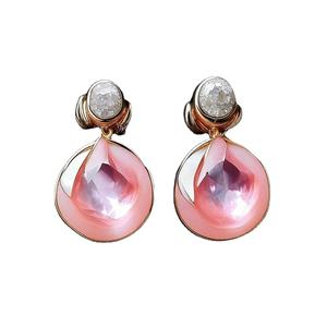 18K Gold Plated 925 Silver Drop <b>Earrings</b> with Pink Quartz Fruit & Flower Jewelry for Engagement <b>Fashionable</b> & Stylish - Product Image 1