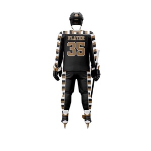 Custom Ice Hockey Uniform Set <b>White</b> Red Black Multi Stripe Design Sublimation Printed Jersey Pants <b>Socks</b> Gloves Full Kit OEM - Product Image 5