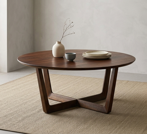 Woodgrad Living Designer Kireina Modern Coffee <b>Table</b> Authentic <b>Solid</b> <b>Wood</b> Construction Artistic Cross-Base Stylish Furniture - Product Image 2